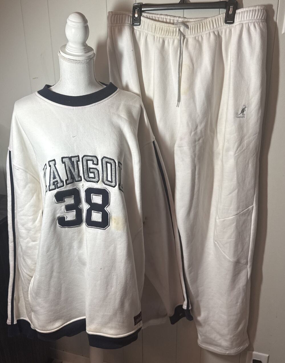Kangol 38 White Size 3XL Sweatshirt pullover And 3XL Pants Vintage Set RR